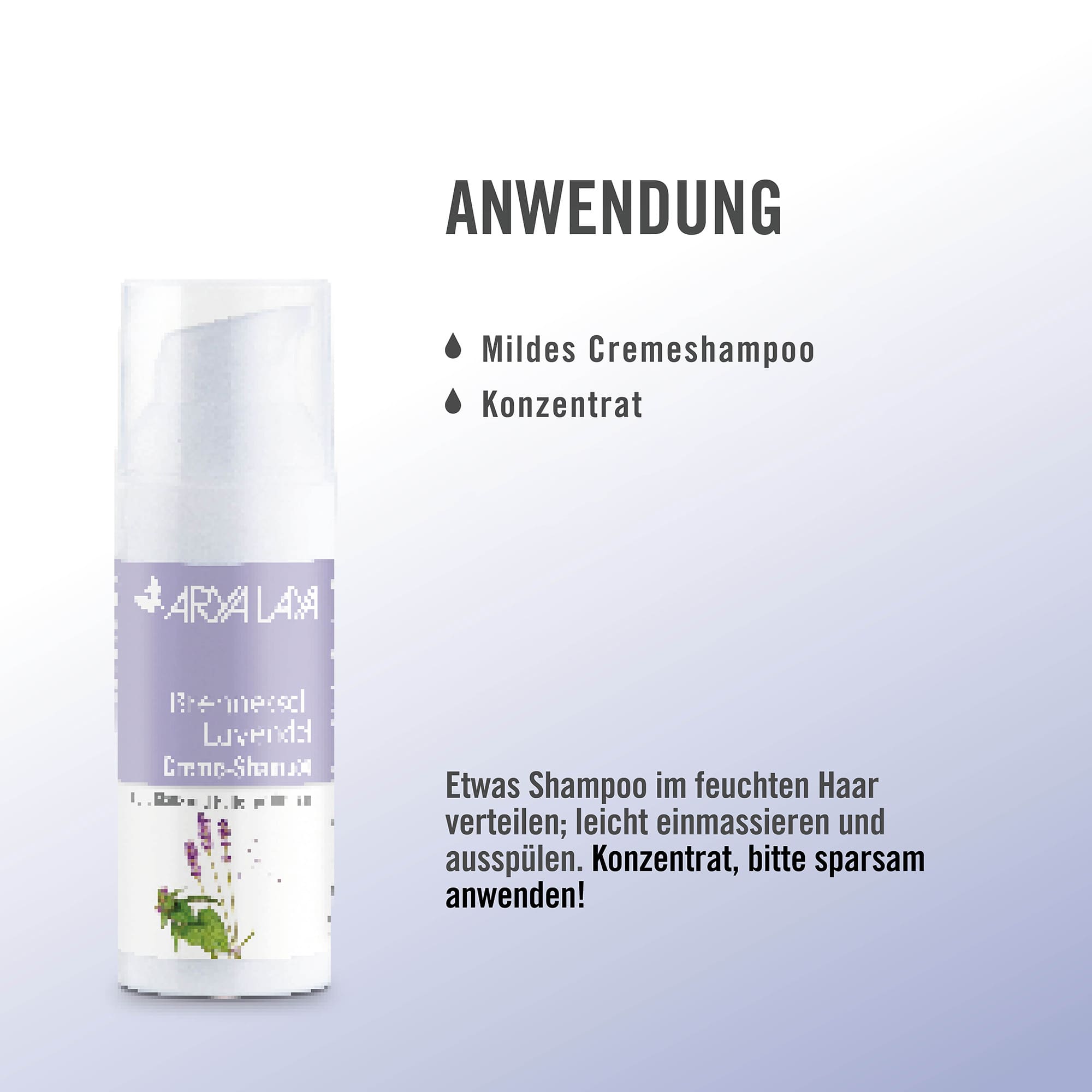 Anwendung ARYA LAYA Brennessel-Lavendel Creme-Shampoo