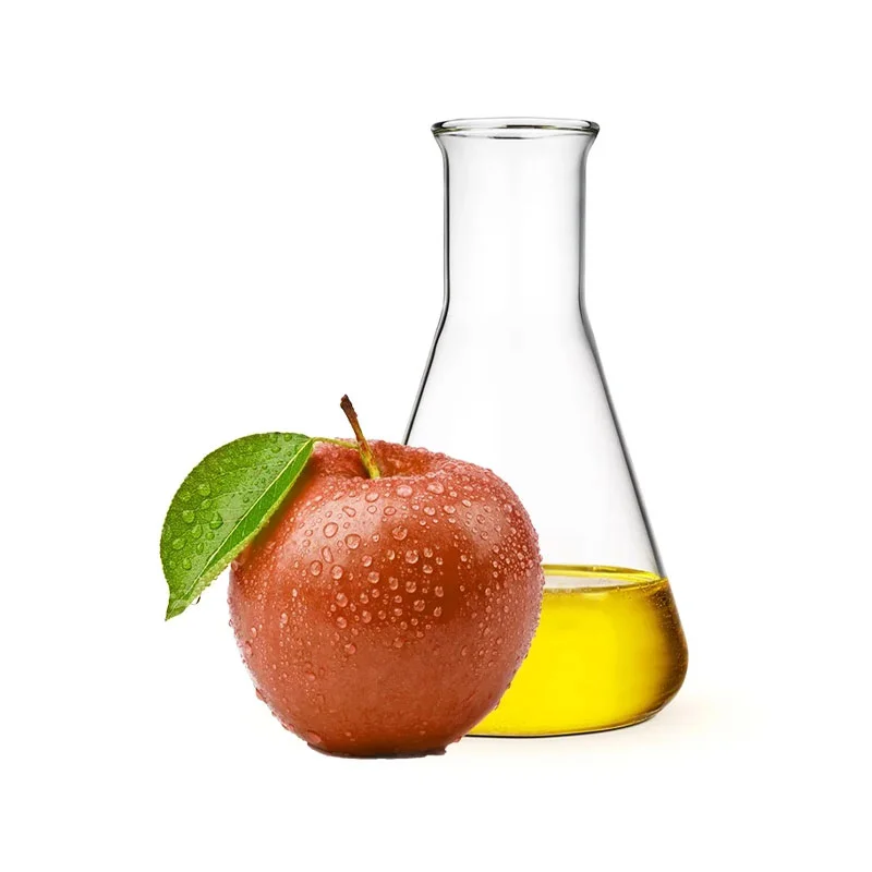 Apfel mit einem Reagenzglas