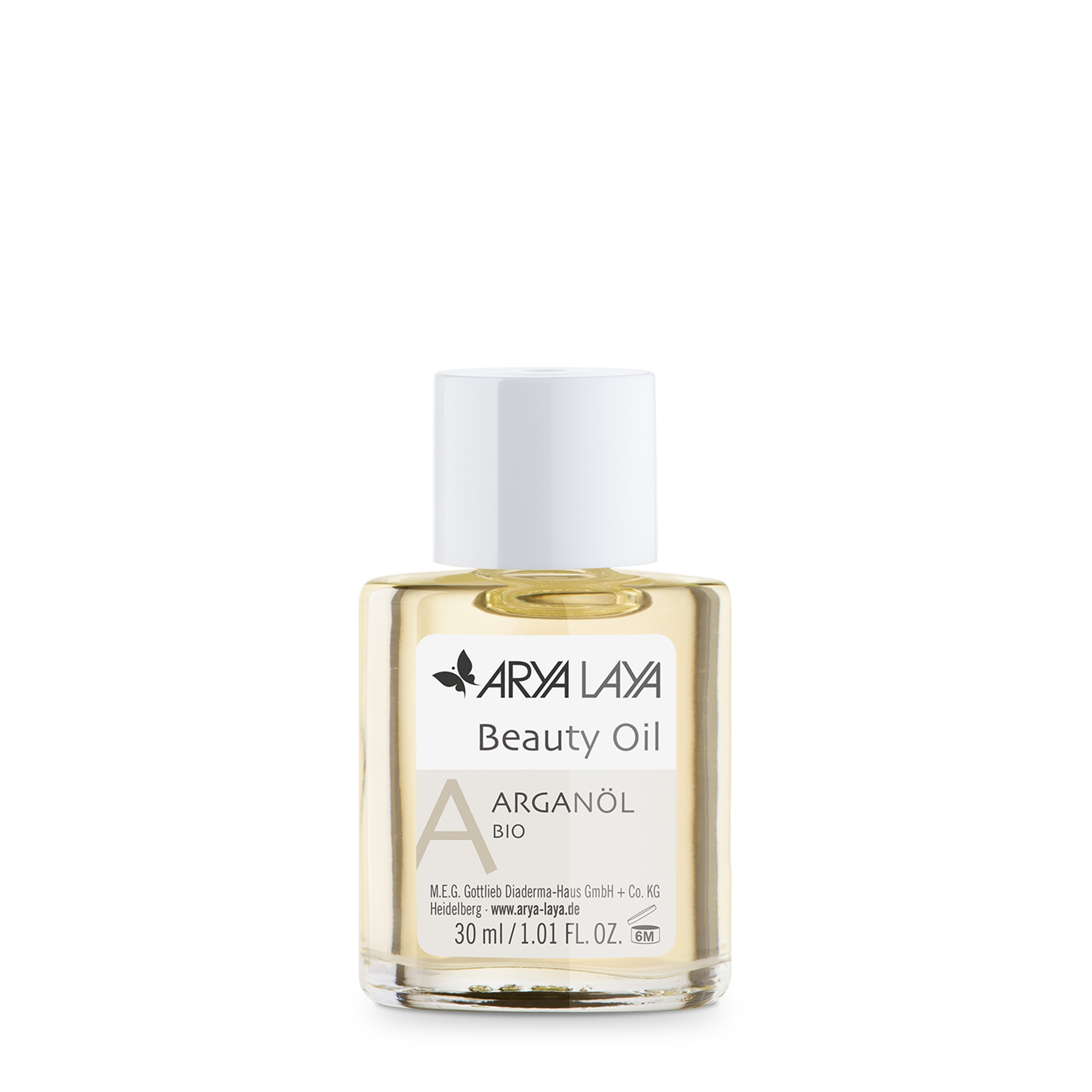 Glasfläschchen mit ARYA LAYA Beauty Oil Arganöl bio, 30 ml 