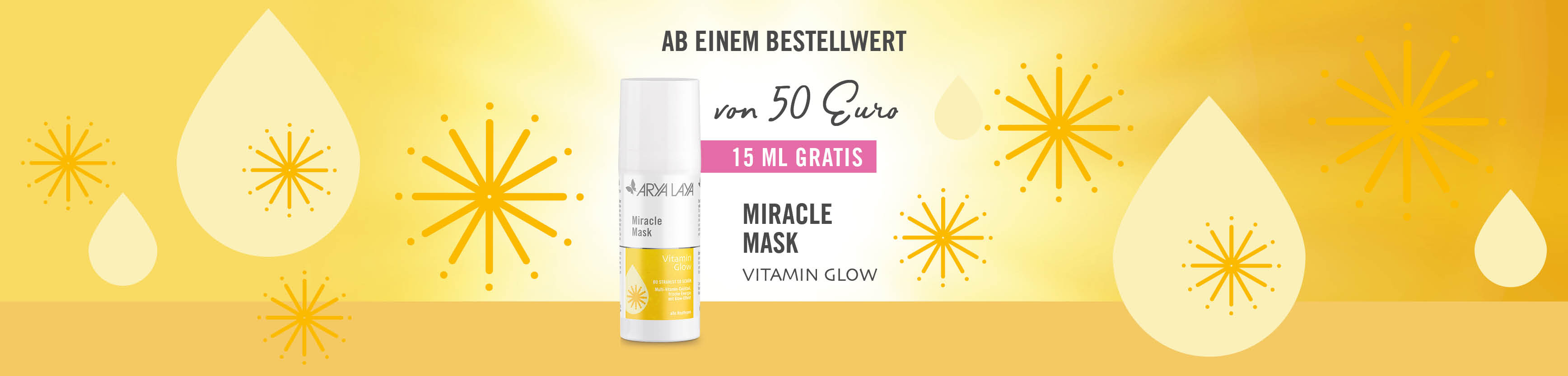 Ab 50 Euro Bestellwert gibt es eine Miracle Mask Vitamin Glow in 15 ml gratis dazu