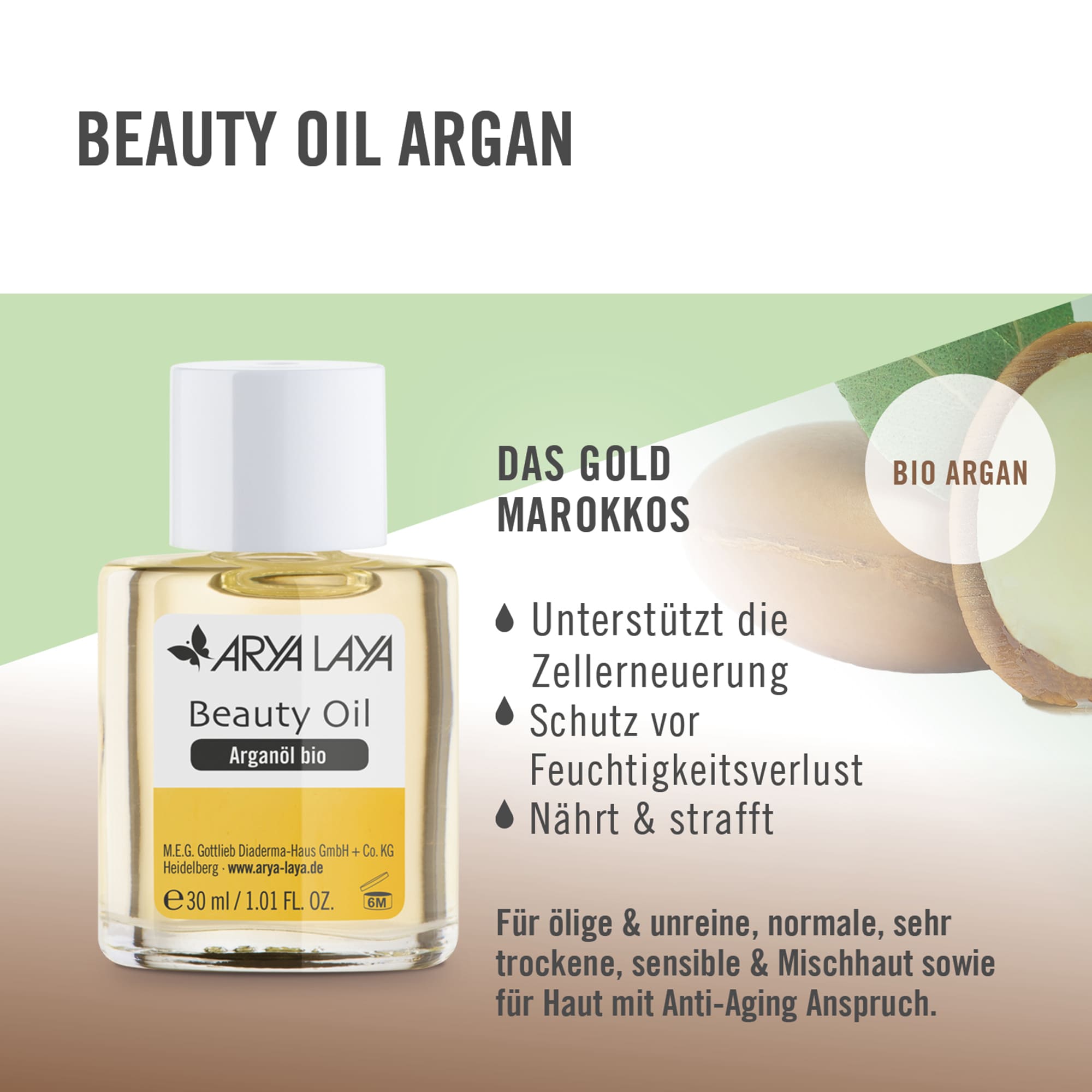 Wirkweise ARYA LAYA Beauty Oil Arganöl bio, 30 ml 