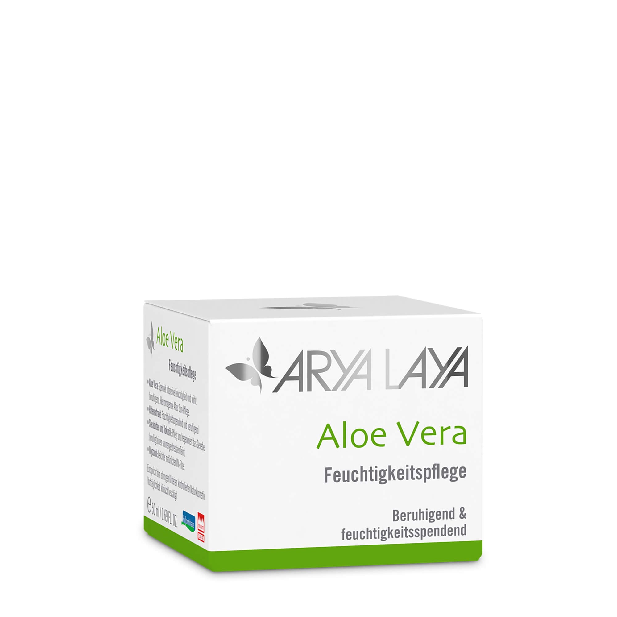 Faltschachtel mit der ARYA LAYA Aloe Vera Feuchtigkeitspflege, 50 ml