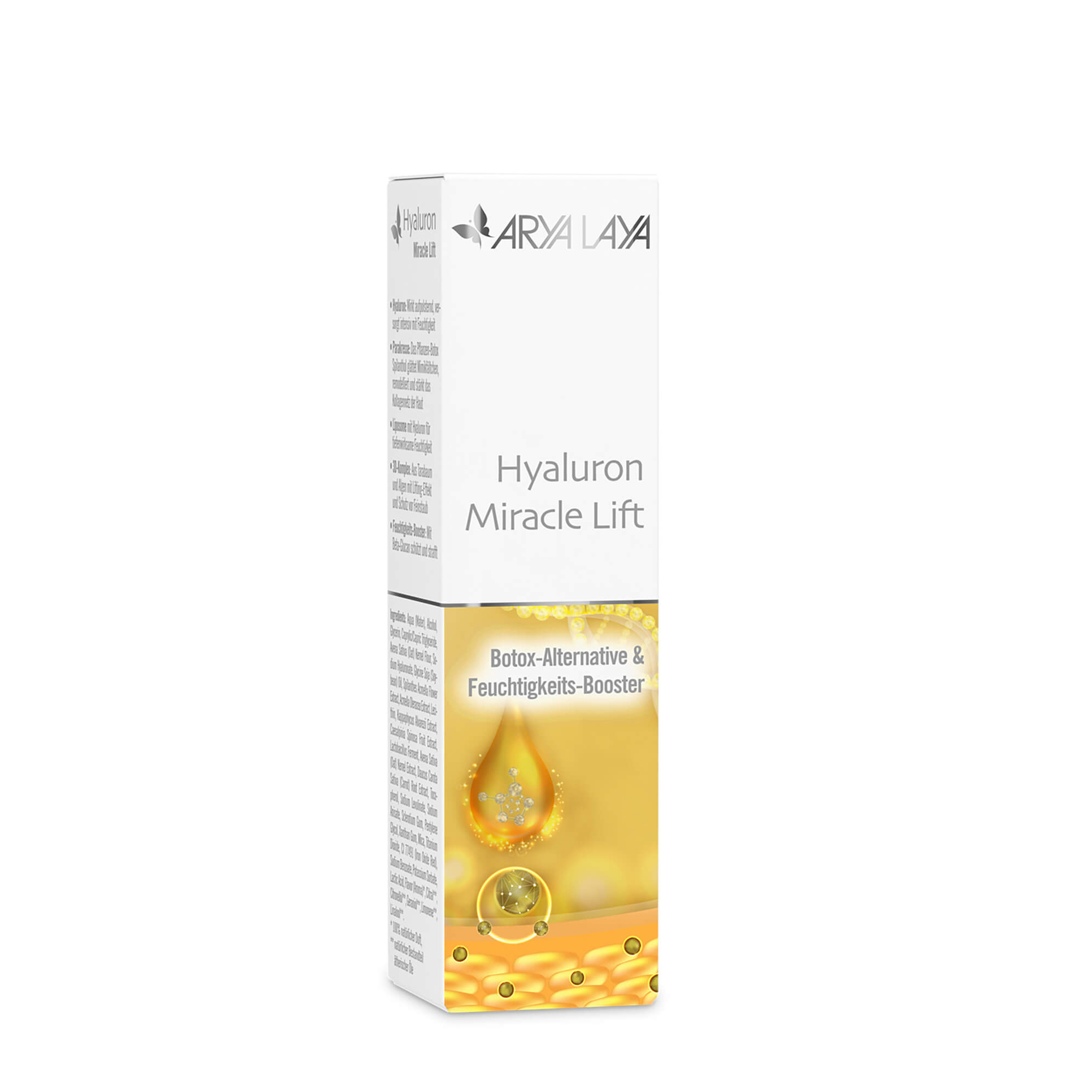 Faltschachtel mit ARYA LAYA Hyaluron Miracle Lift, 30 ml