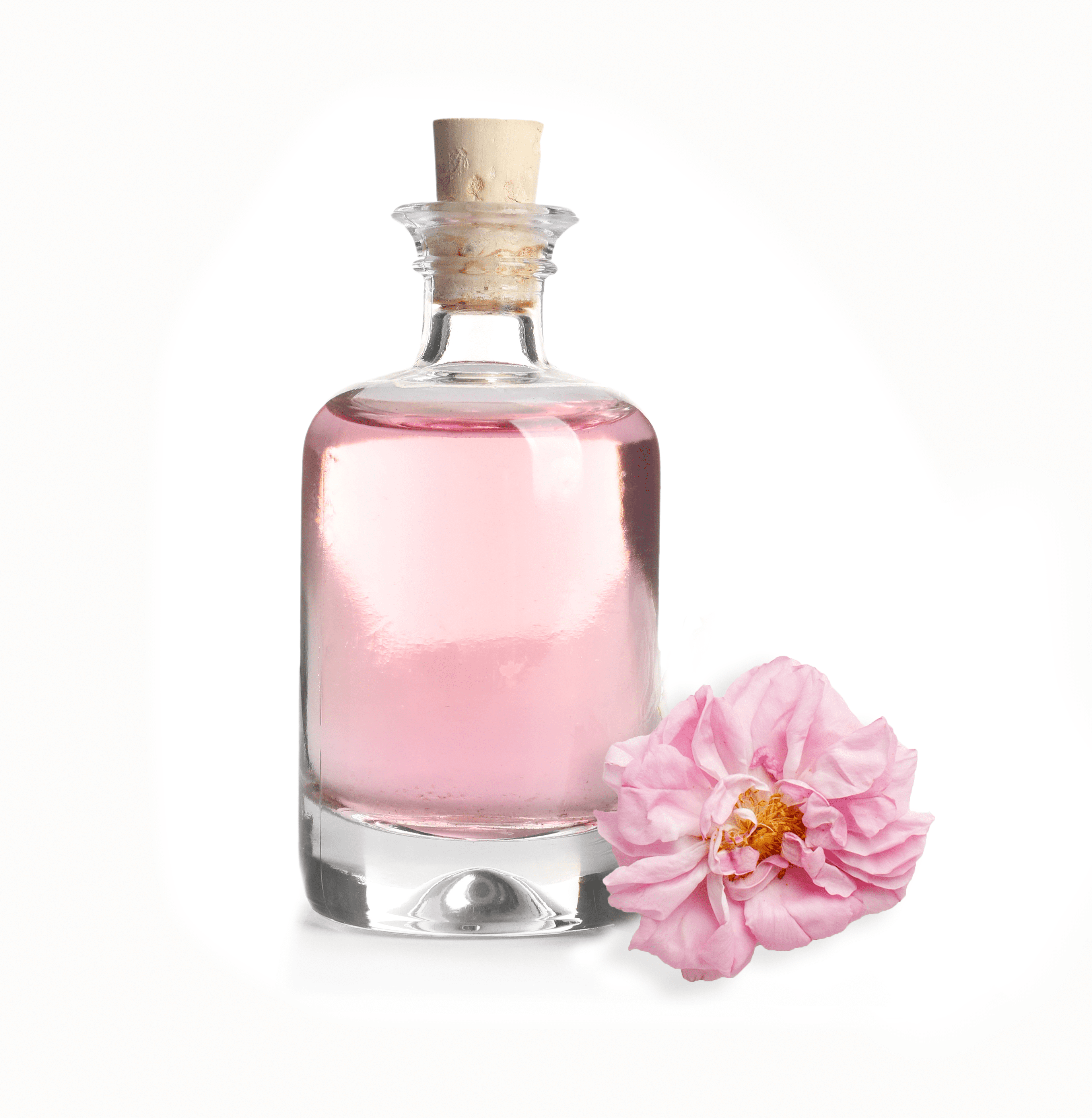 Rosenwasser - aus der Damaszenser Rose  - stärkt das Bindegewebe, harmonisiert, regeneriert und erfrischt die Haut und spendet Feuchtigkeit, mildert Rötungen: hilfreich bei Couperose