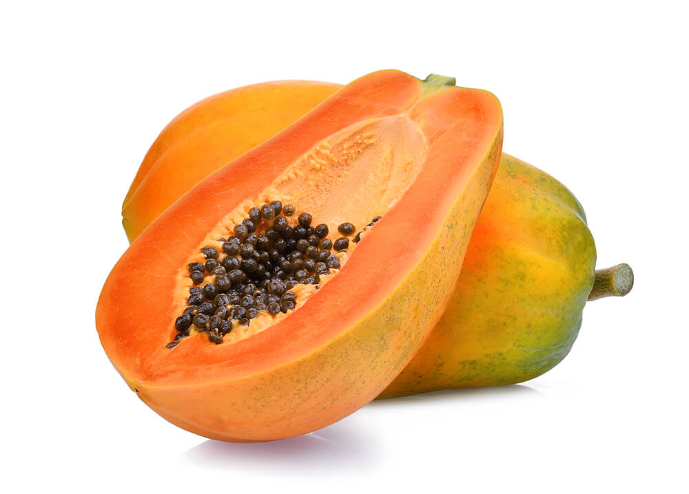 Das Papaya-Enzym Papain löst die Hautschüppchen sanft und lasst den Teint wieder zart, rosig und klar erscheinen Das Papaya-Enzym Papain löst die Hautschüppchen sanft und lasst den Teint wieder zart, rosig und klar erscheinen