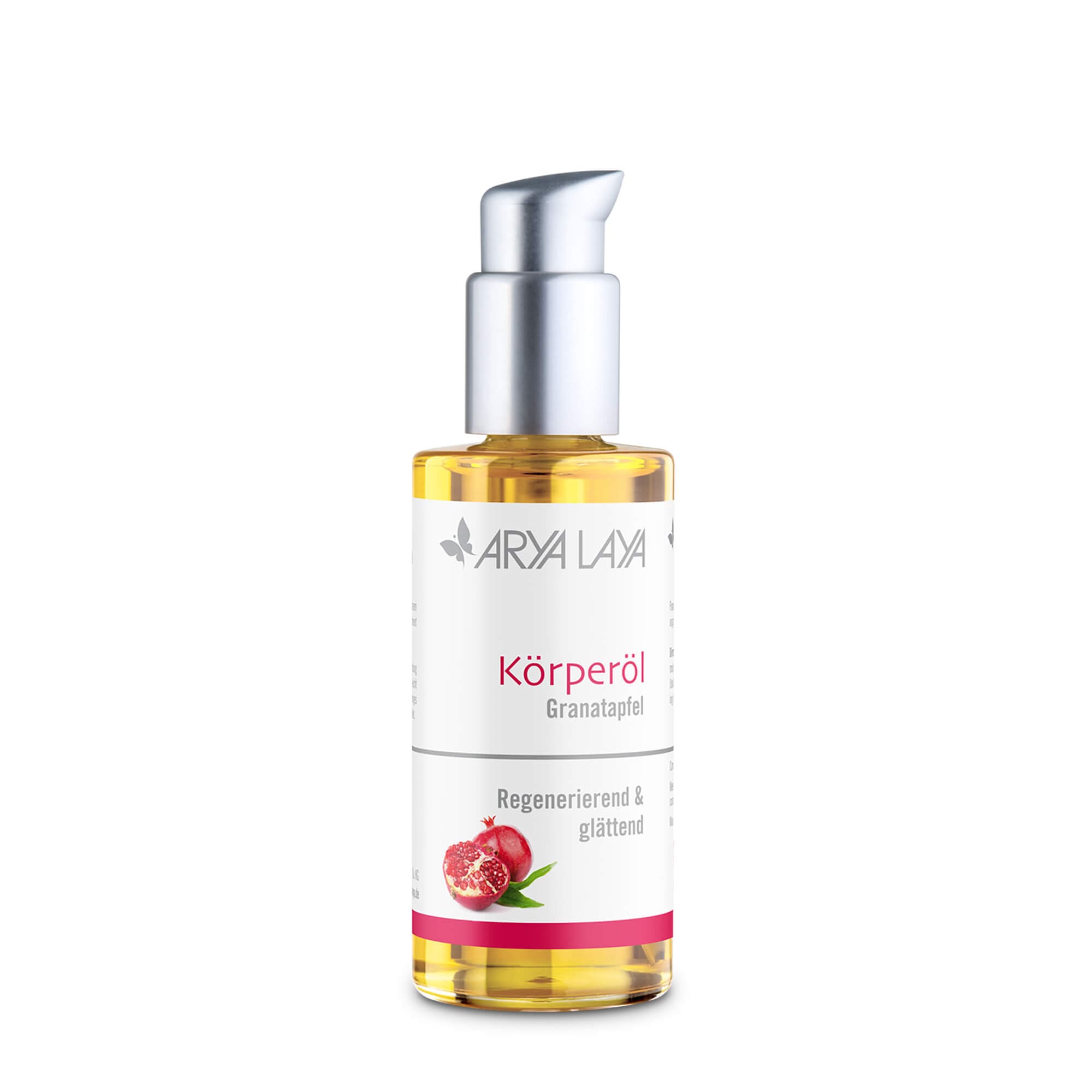 Glasflasche mit ARYA LAYA Körperöl Granatapfel, 100 ml