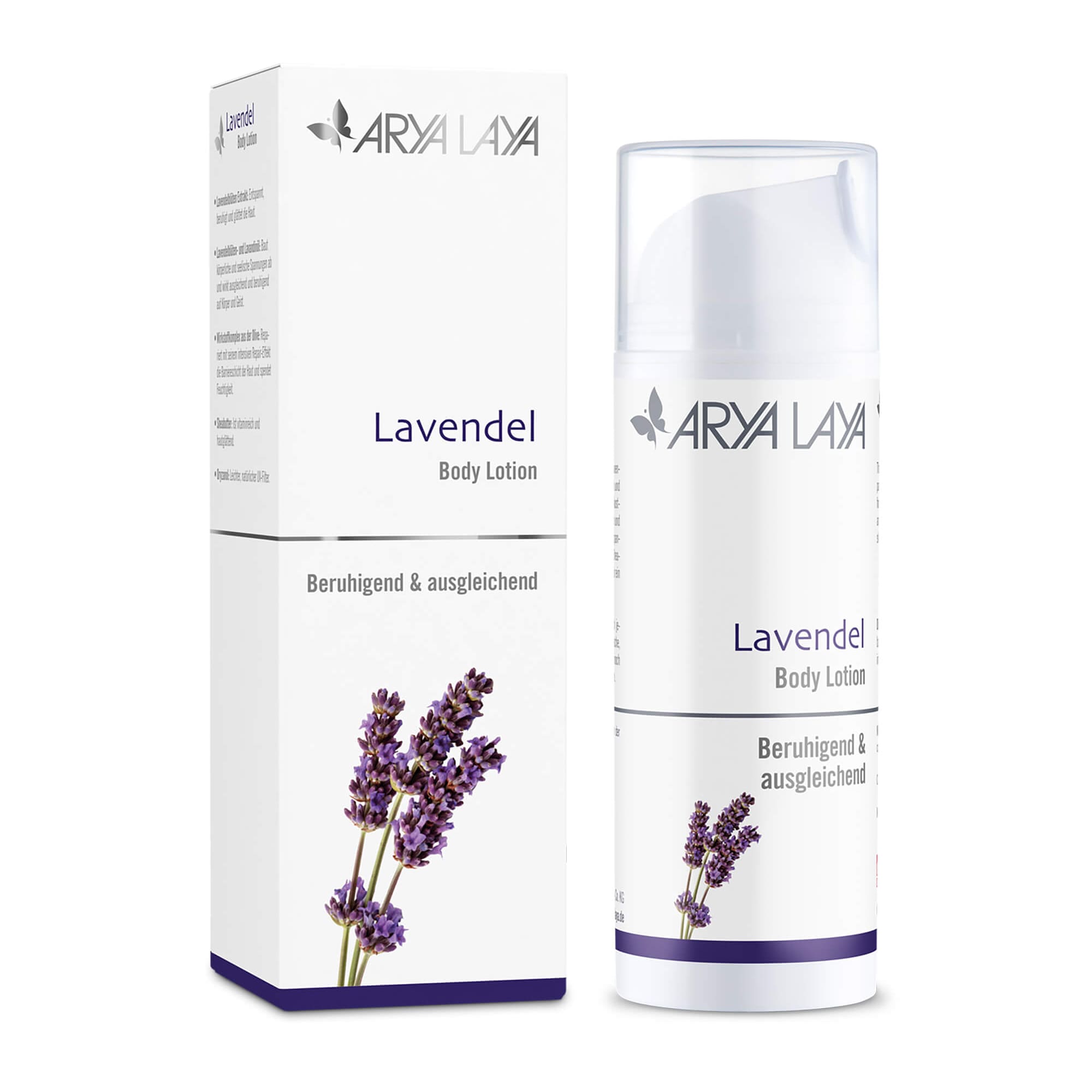 Body Lotion Lavendel, beruhigend und entspannend: für  glatte Haut, 150 ml  Airless-Spender mit Faltschachtel