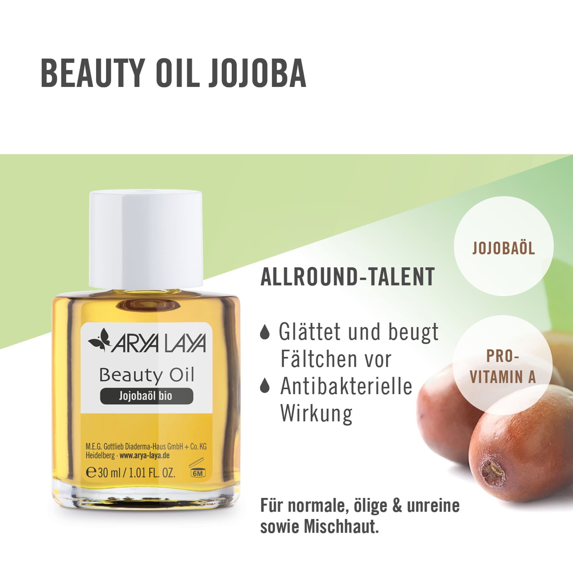 Wirkweise ARYA LAYA Beauty Oil Jojobaöl bio, 30 ml 