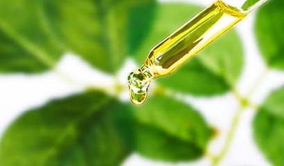 Startseite Über uns Pipette Pipette mit Tropfen vor Pflanzen